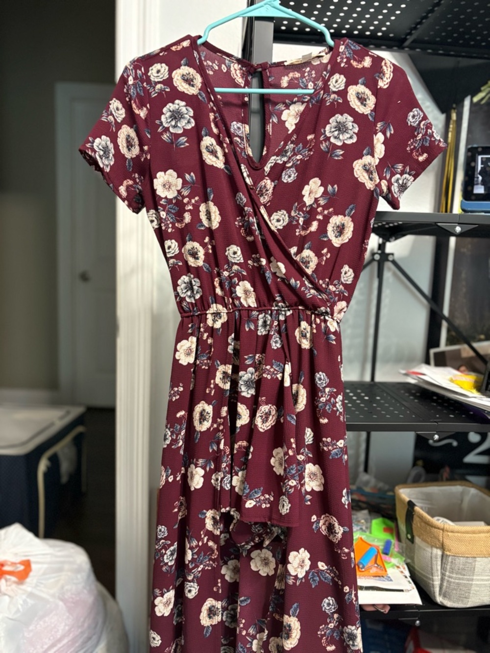 Dark floral romper with train